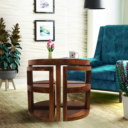 Rukmaajee Furniture Round Top 4 Stool Coffee Cum Dininng Table in
