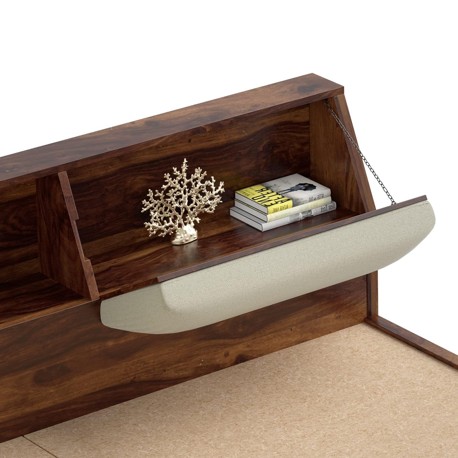 Amazon Brand - Rukmaajee Cazz Queen Size Solid Sheesham Wood Bed with