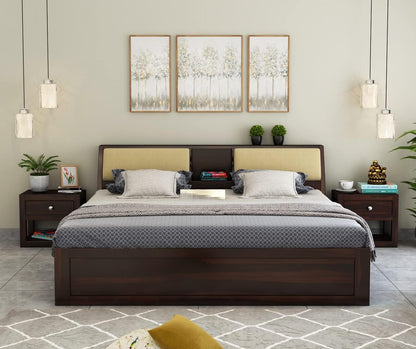 Rukmaajee Sheesham Wood King Size Bed with Box Storage Wooden Double