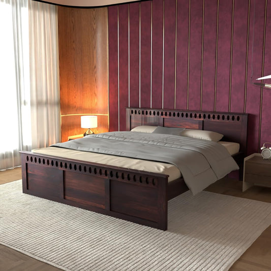 Sheesham Wood King Size Bed, Walnut Finish, King Size