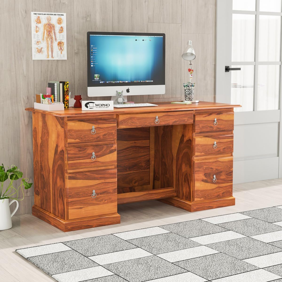 Rukmaajee Furniture Solid Sheesham Wooden Study Table & Desk with