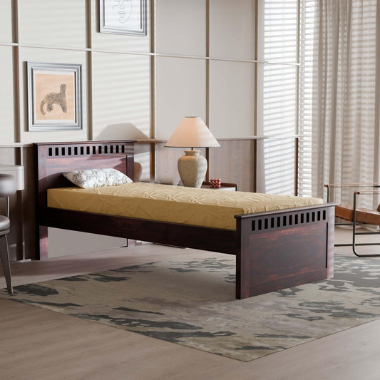 Rukmaajee Solid Sheesham Wood Single Bed for Your Home Solid Wood