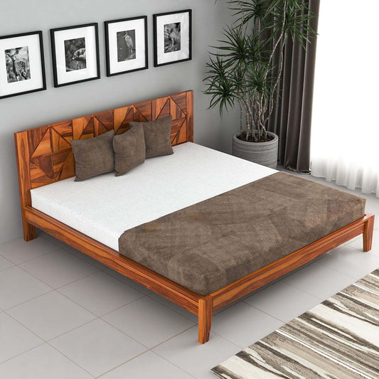Rukmaajee Wooden King Size Bed - Solid Sheesham Wood Double Cot