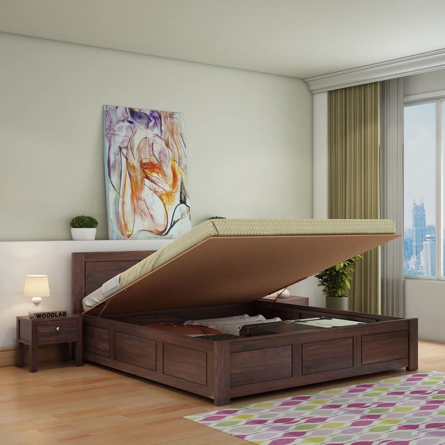 Rukmaajeee Solid Sheesham Wood Bed | Wooden Double Cot Palang for