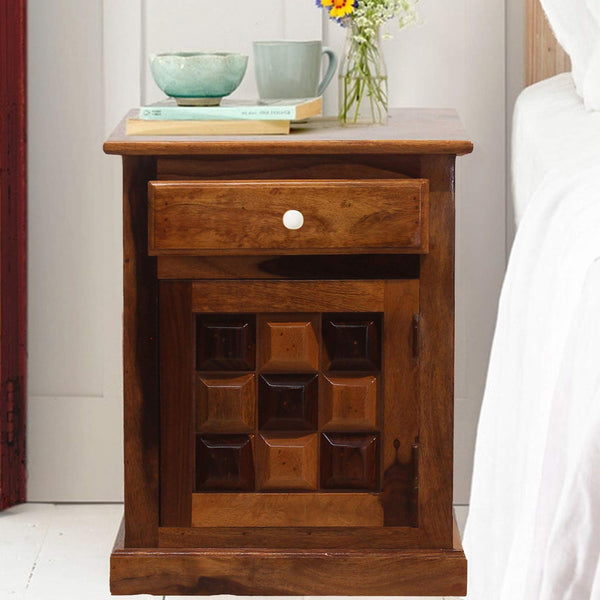 Rukmaajee Furniture Slaughter Style Bed Side Table with Solid Wood