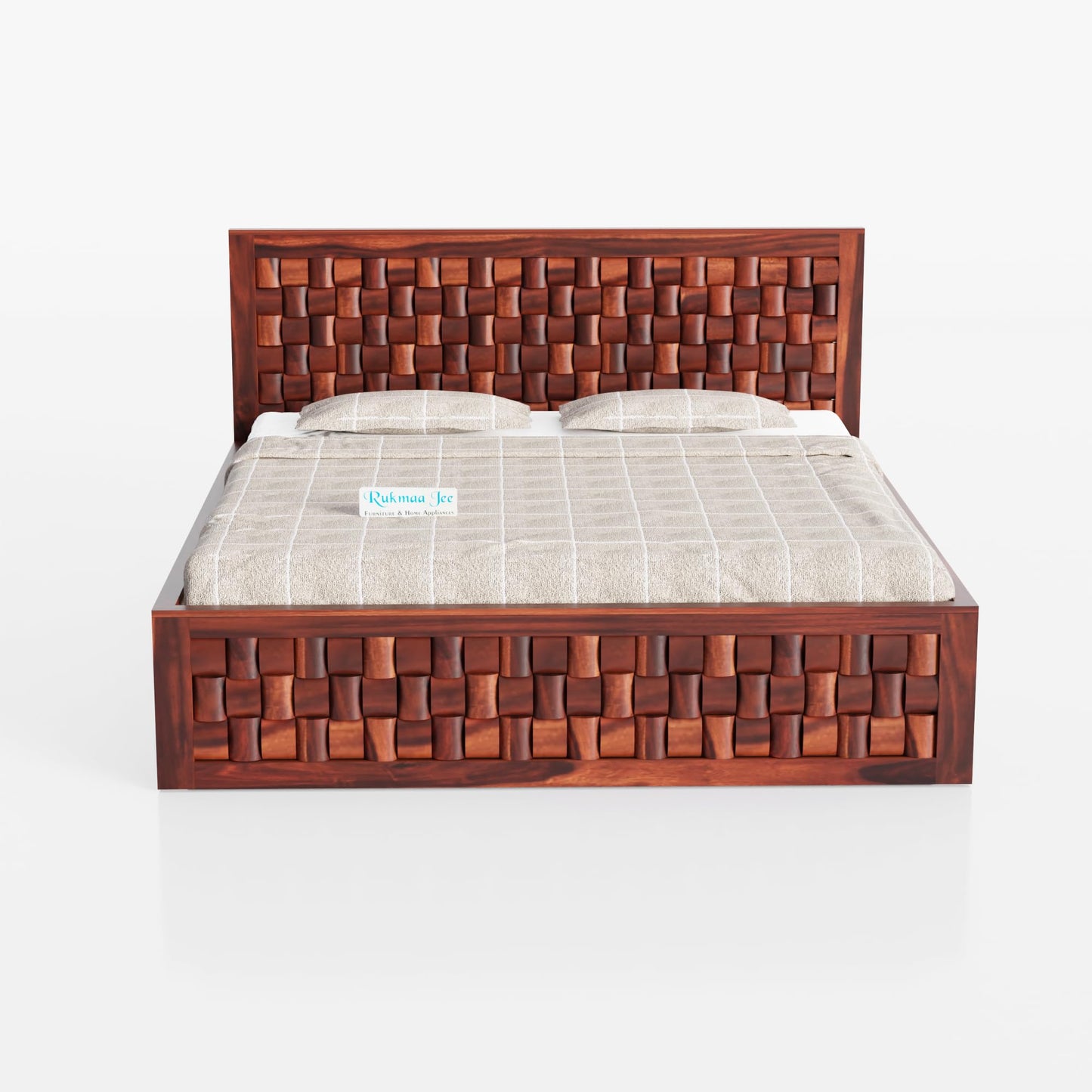 Rukmaajee Queen Size Bed in Solid Sheesham Wood | Art Honey Premium