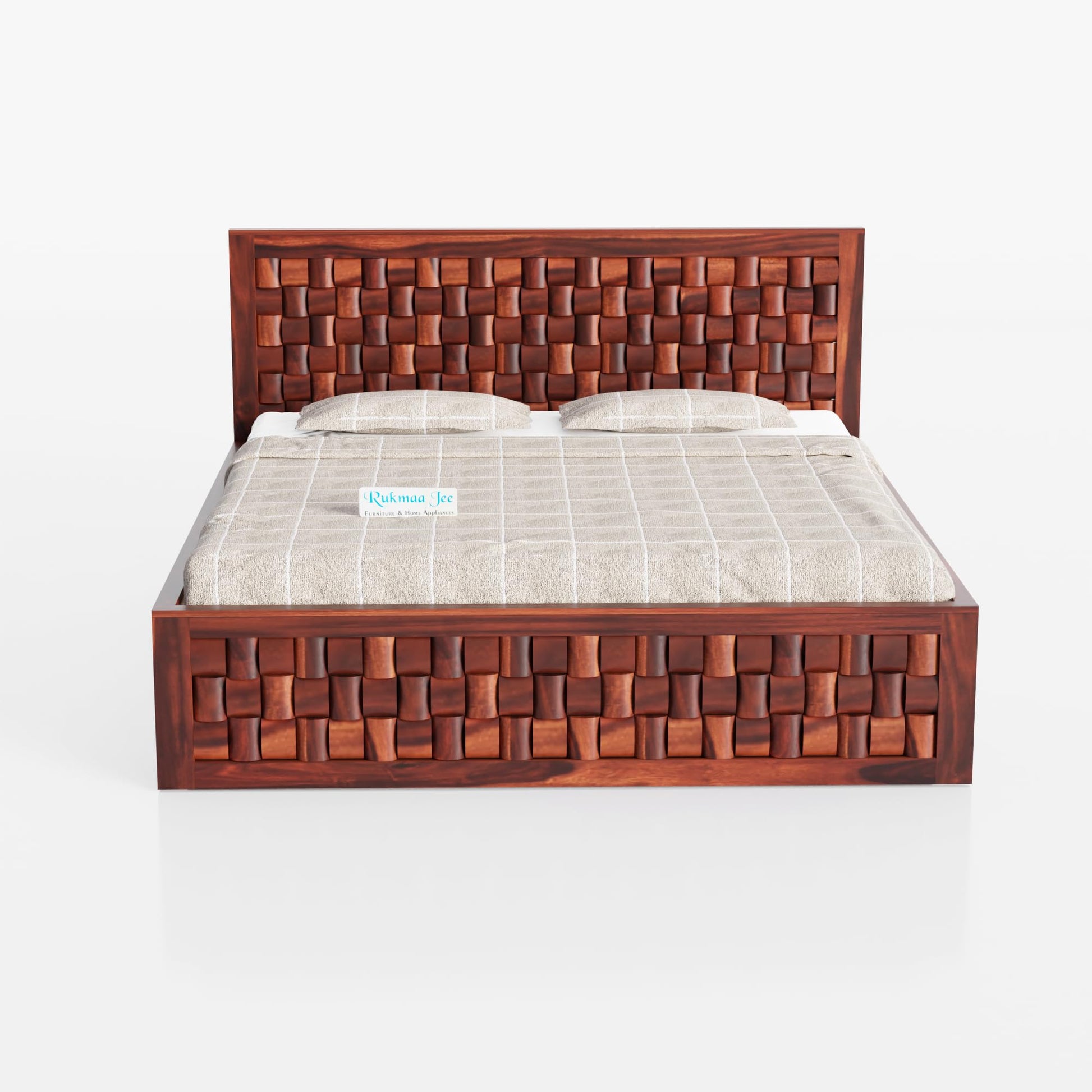 Rukmaajee Queen Size Bed in Solid Sheesham Wood | Art Honey Premium