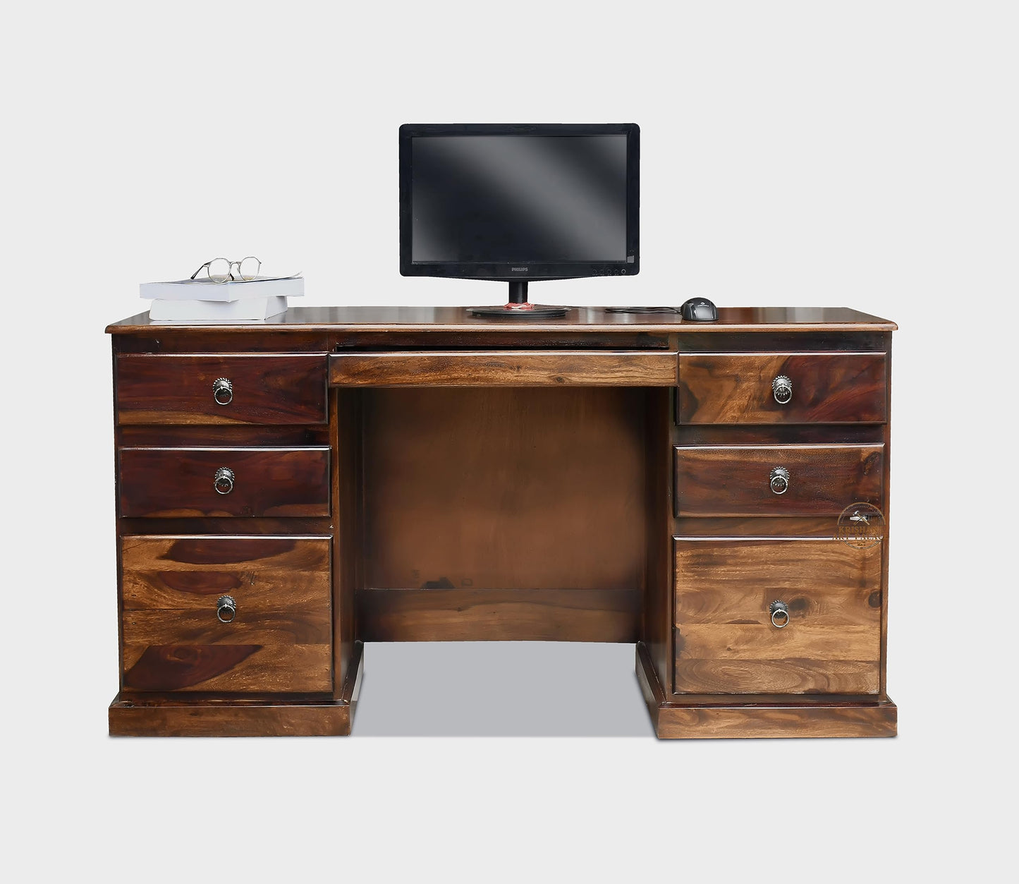 Rukmaajeee Sheesham Wood Large Student Study Table with 6 Drawers
