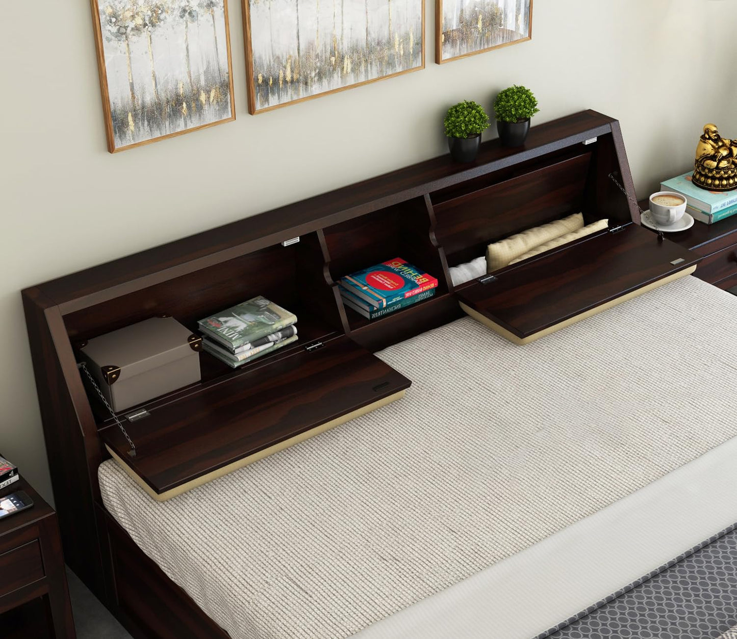 Rukmaajeee Solid Sheesham Wood Wooden Queen Size Bed Without Storage