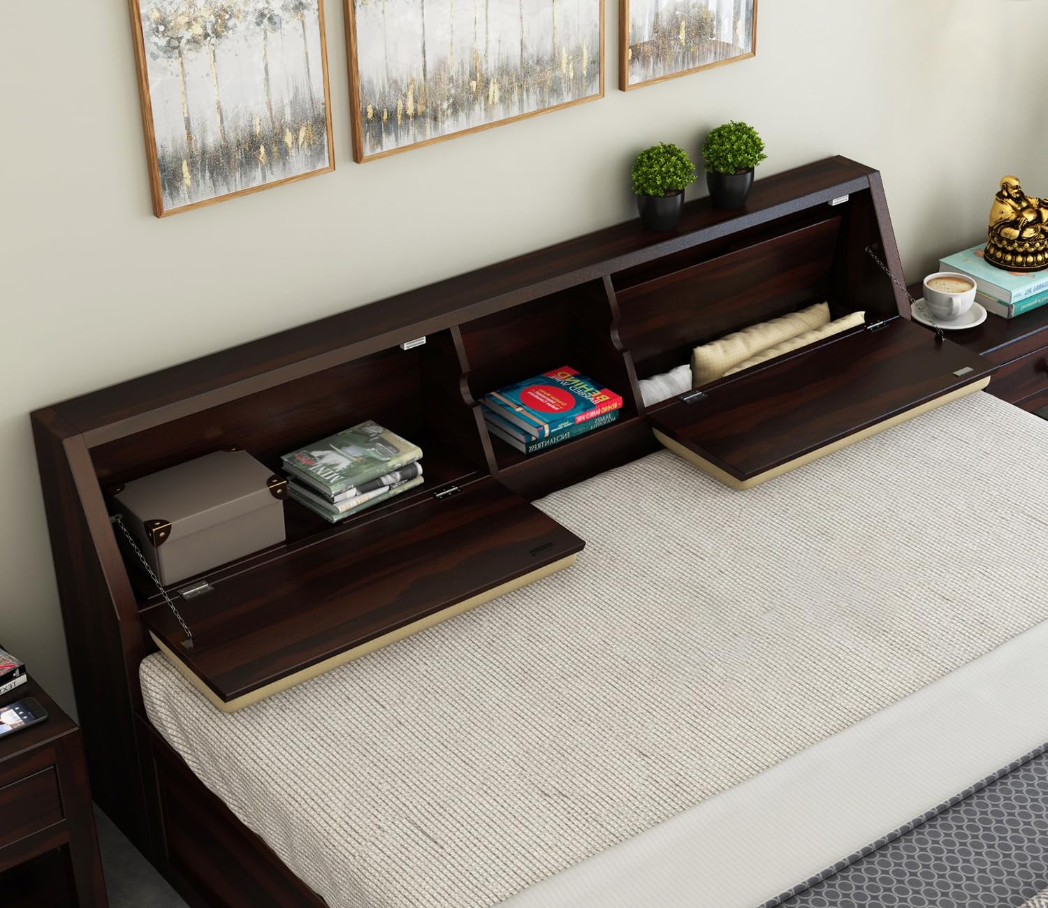 Rukmaajeee Solid Sheesham Wood Wooden Queen Size Bed Without Storage