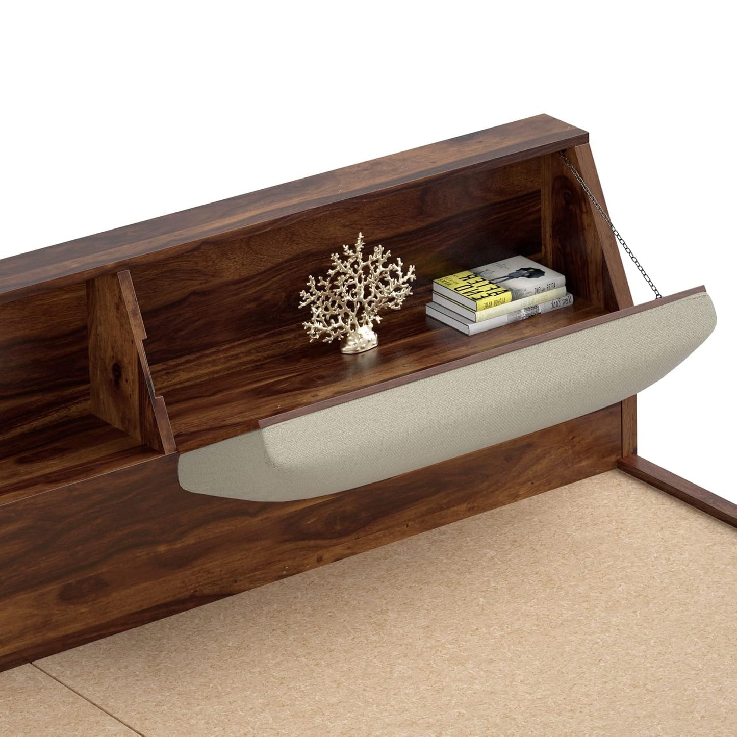 Rukmaajee Solid Wood Mayor King Size Bed with Headboard Storage,