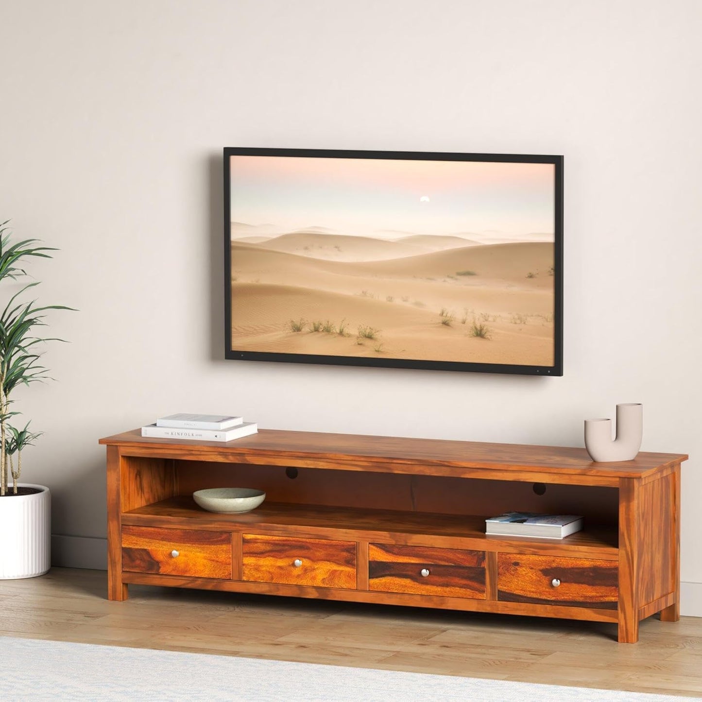 Rukmaajee Furniture Sheesham Wood Multipurpose Entertainment TV Unit