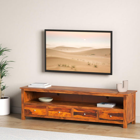 Rukmaajee Furniture Sheesham Wood Multipurpose Entertainment TV Unit