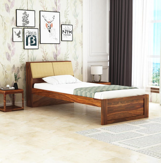 Rukmaajee Solid Sheesham Wood Single Bed Without Storage Wooden Single