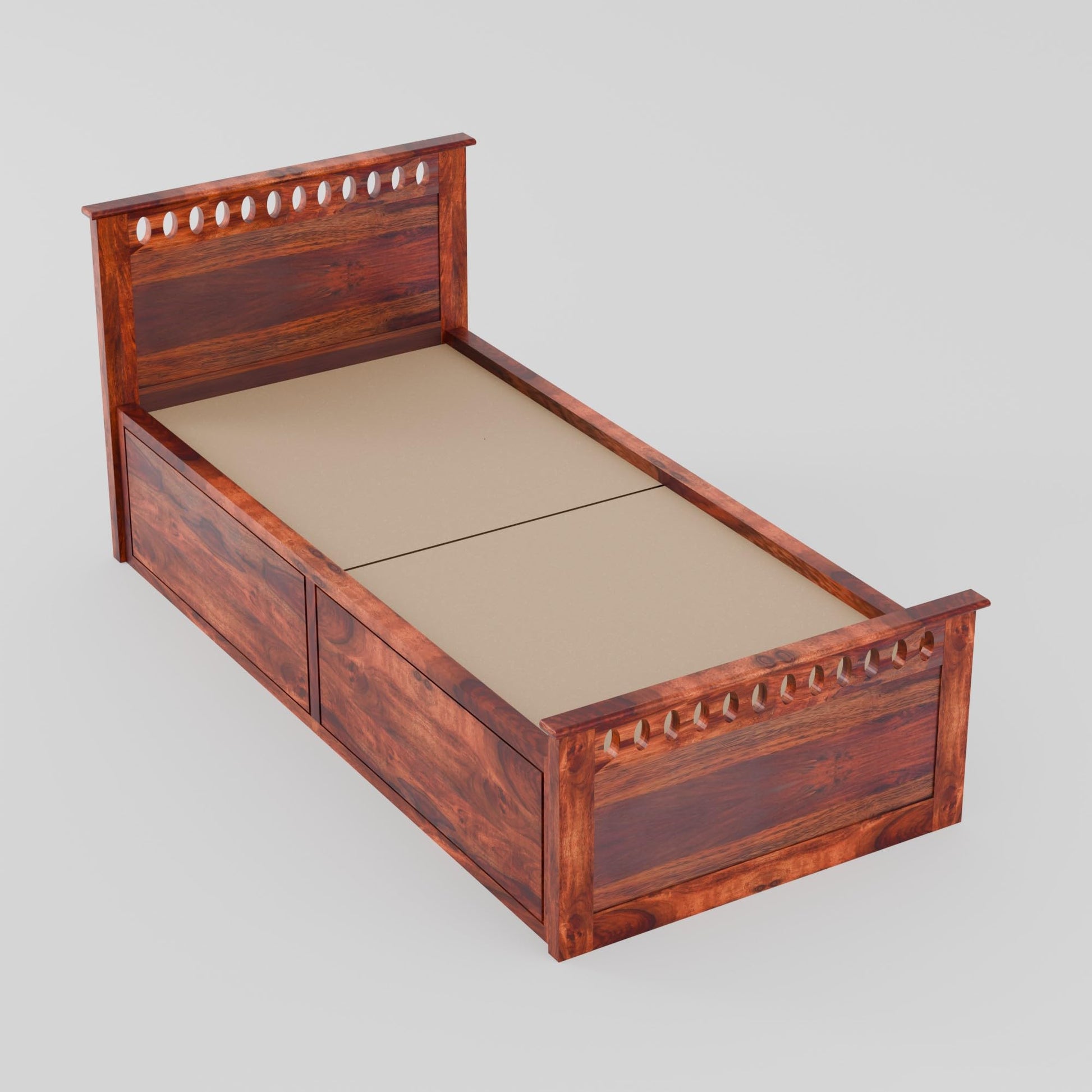 Rukmaajee Solid Sheesham Wood Box Storage Bed for Your Home Sheesham