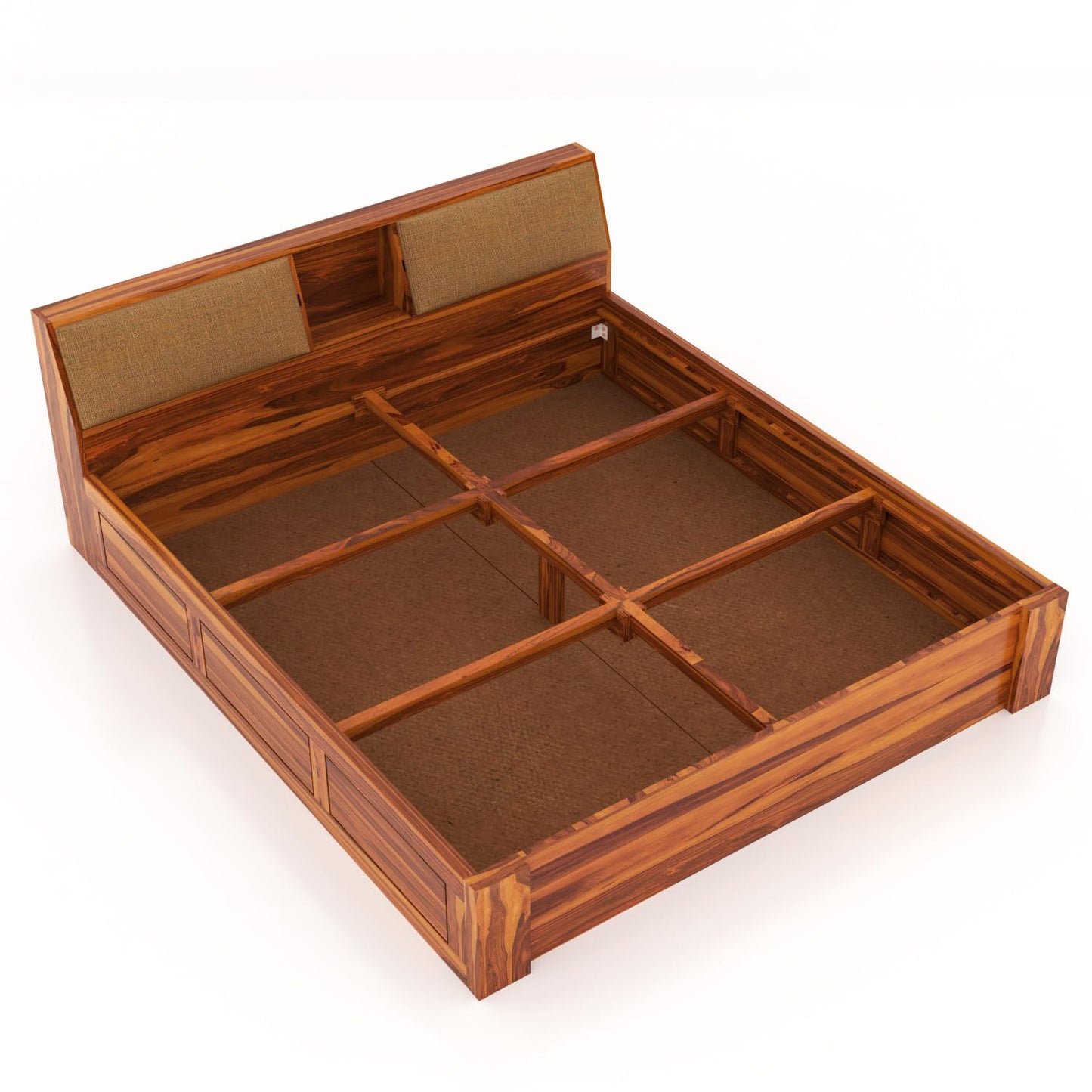 Rukmaajeee Solid Sheesham Wood King Size Bed with Box Storage | Wooden