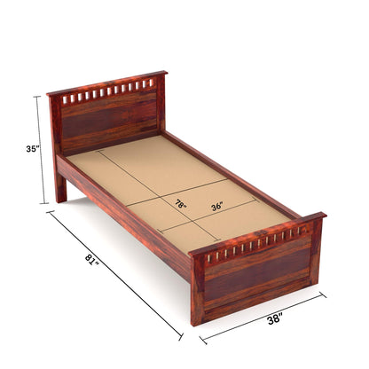 Rukmaajee Solid Sheesham Wood Single Bed for Your Home Traditional