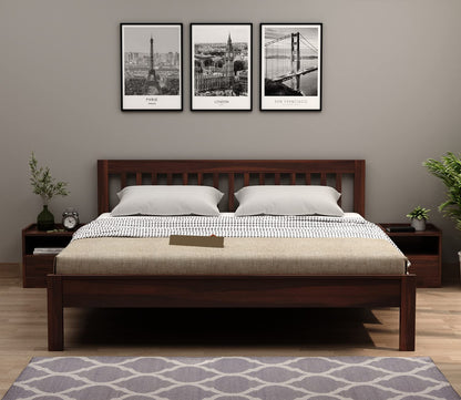 Rukmaajeee Sheesham Wood King Size Bed Without Storage | Wooden Double