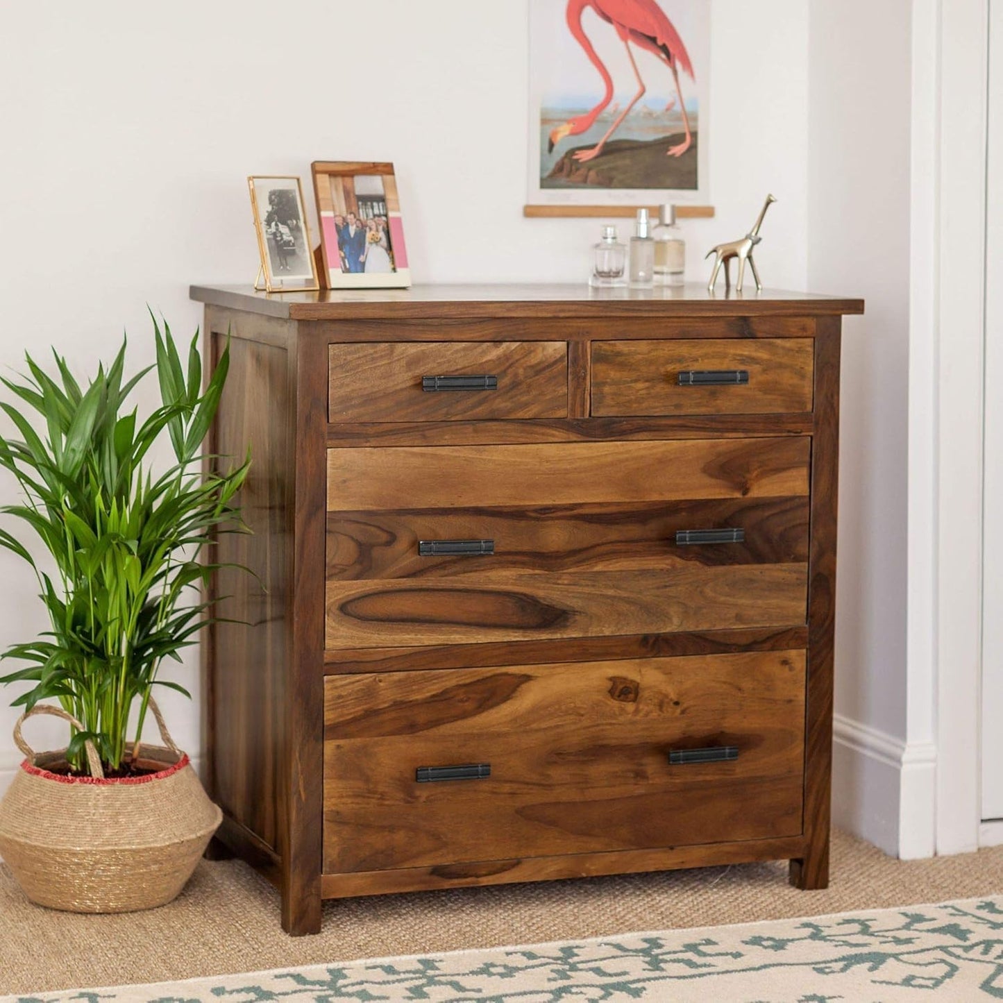 Rukmaajee Furniture Solid Sheesham Wood Chest of Drawers for Bedroom