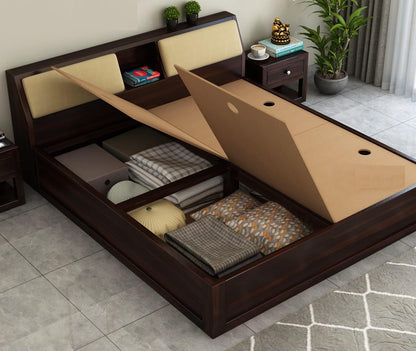 Rukmaajee Sheesham Wood King Size Bed with Box Storage Wooden Double