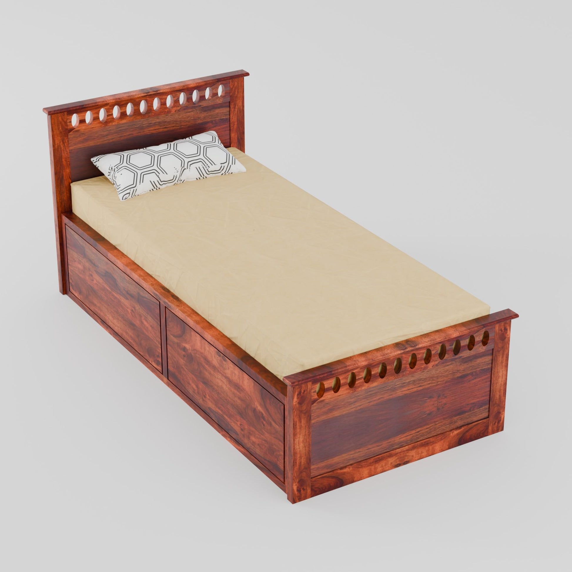 Rukmaajee Solid Sheesham Wood Box Storage Bed for Your Home Sheesham