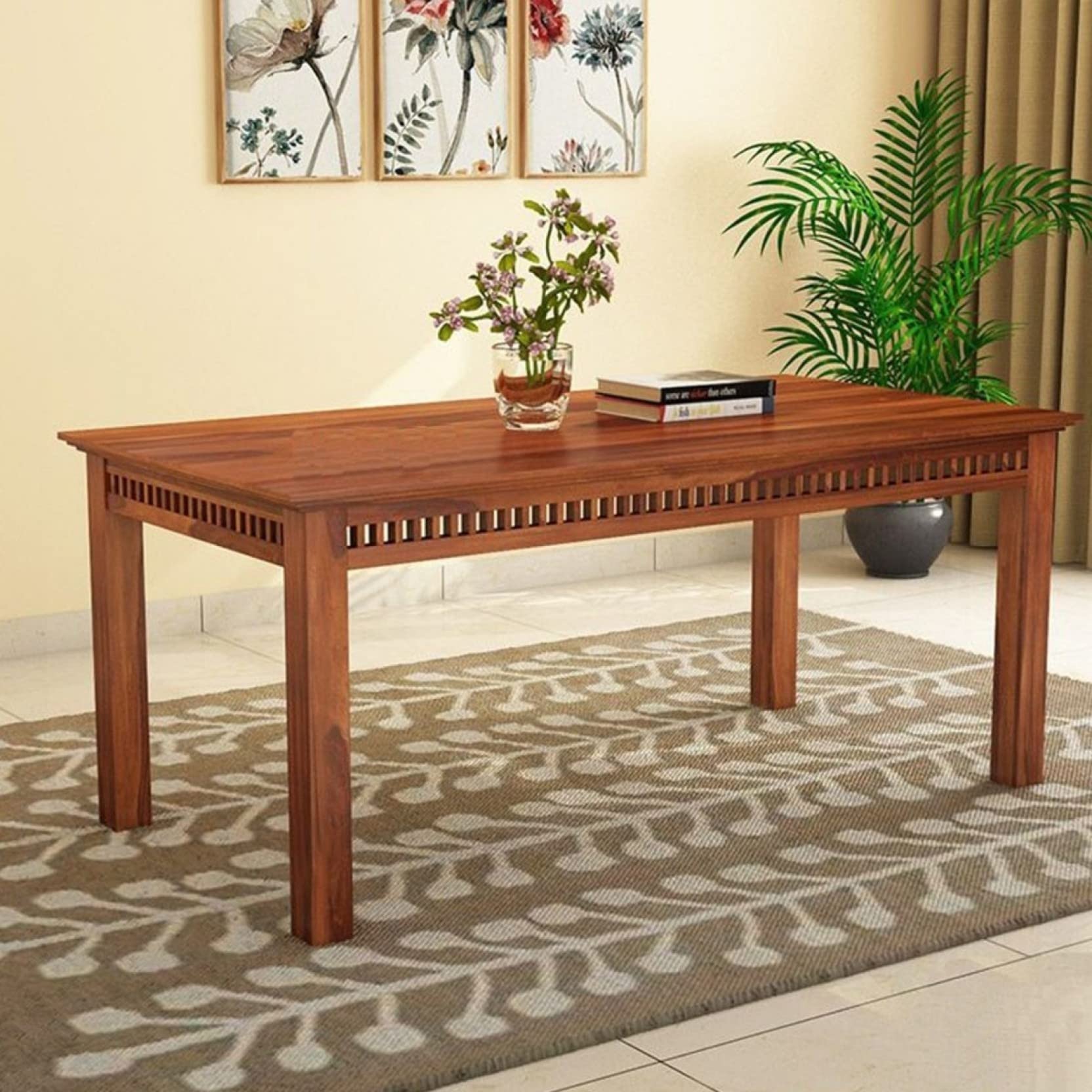 Rukmaajeee Sheesham Wood 6 Seater Dining Table Only for Dining Room