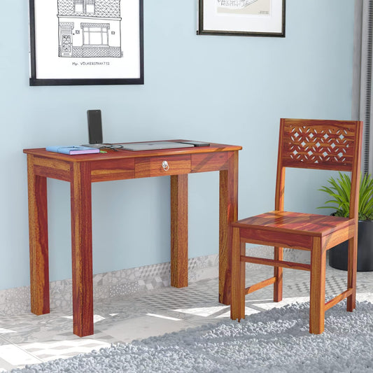 Rukmaajeee Solid Sheesham Wood Writing Desk | Mid-Century Modern Study