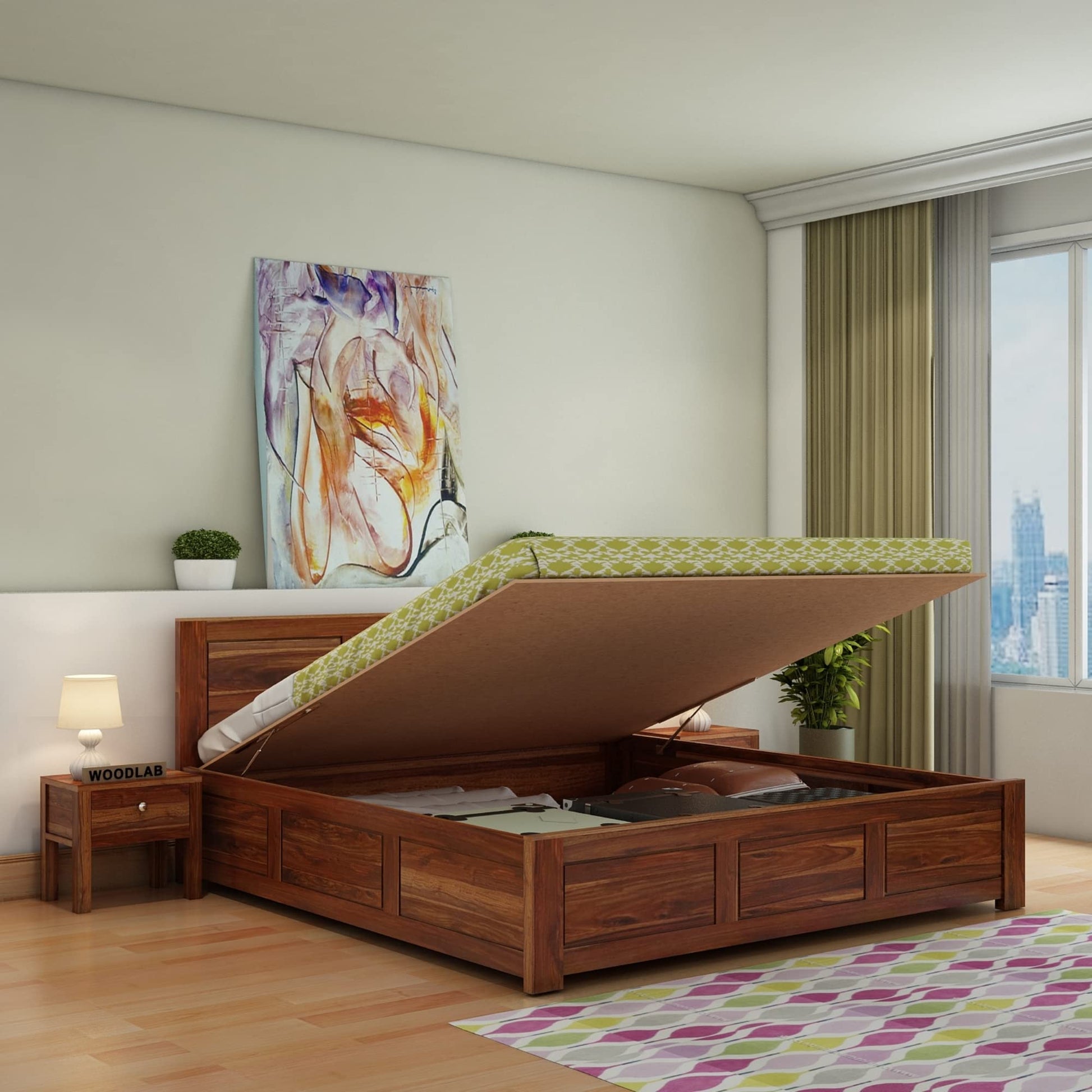 Rukmaajeee Solid Sheesham Wood Bed | Wooden Double Cot Palang for