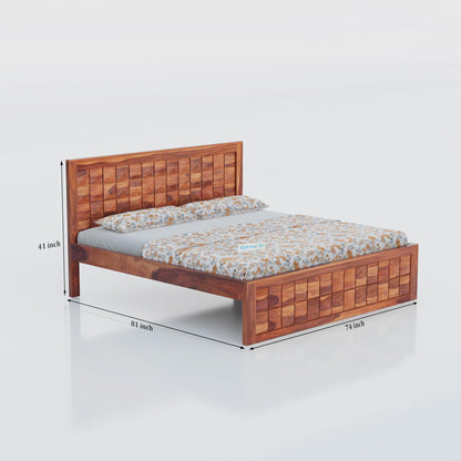 Rukmaajee Solid Sheesham Wood King Size Bed | Honey Premium Finish