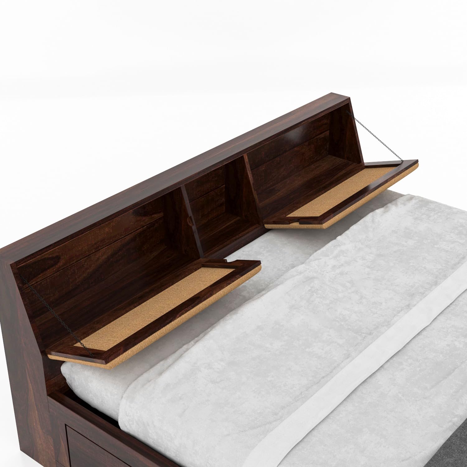 Rukmaajeee Solid Sheesham Wood King Size Bed with Box Storage | Wooden