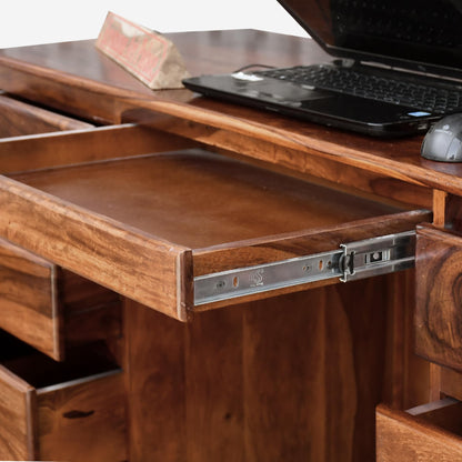 Rukmaajeee Sheesham Wood Study Writing Desk with 6 Drawers | Laptop &