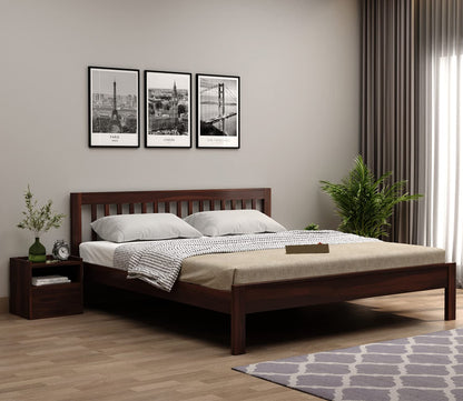 Rukmaajeee Sheesham Wood King Size Bed Without Storage | Wooden Double