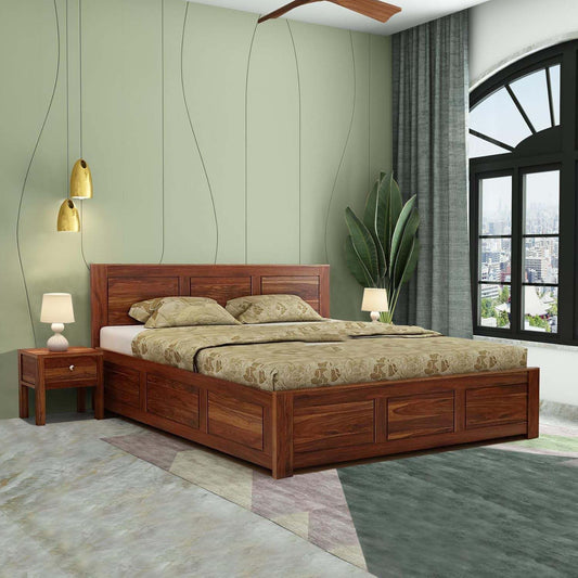 Rukmaajee Solid Wood Queen Size Bed for Bedroom | Wooden Furniture