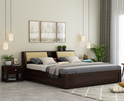 Rukmaajee Sheesham Wood King Size Bed with Box Storage Wooden Double