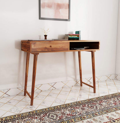 Rukmaajeee Solid Sheesham Wood Study Table | Wooden Laptop Desk &