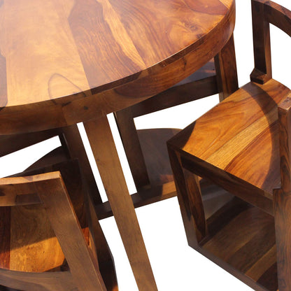 Rukmaajee Furniture Round Top 4 Stool Coffee Cum Dininng Table in