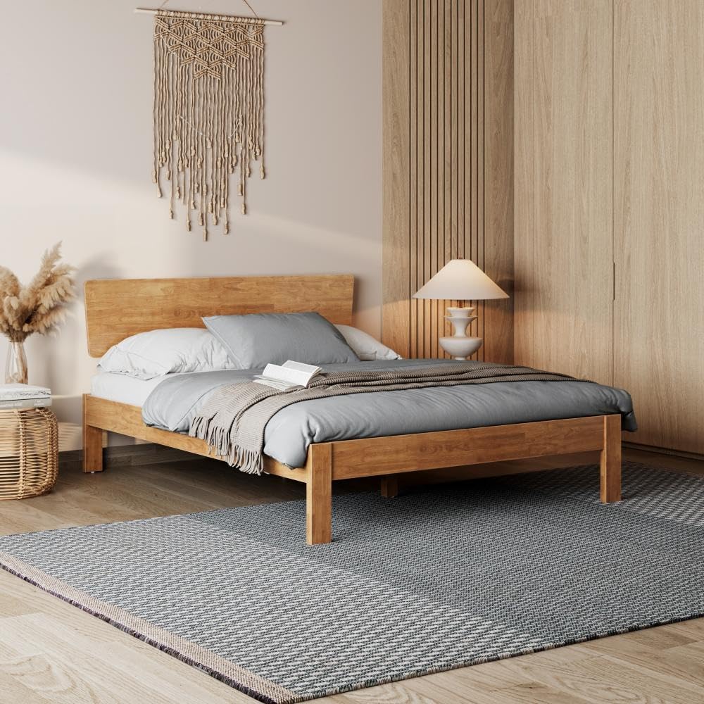 Rukmaajee Bed | Queen (78 X 60) Solid Wood Bed Without Storage, 3 Year