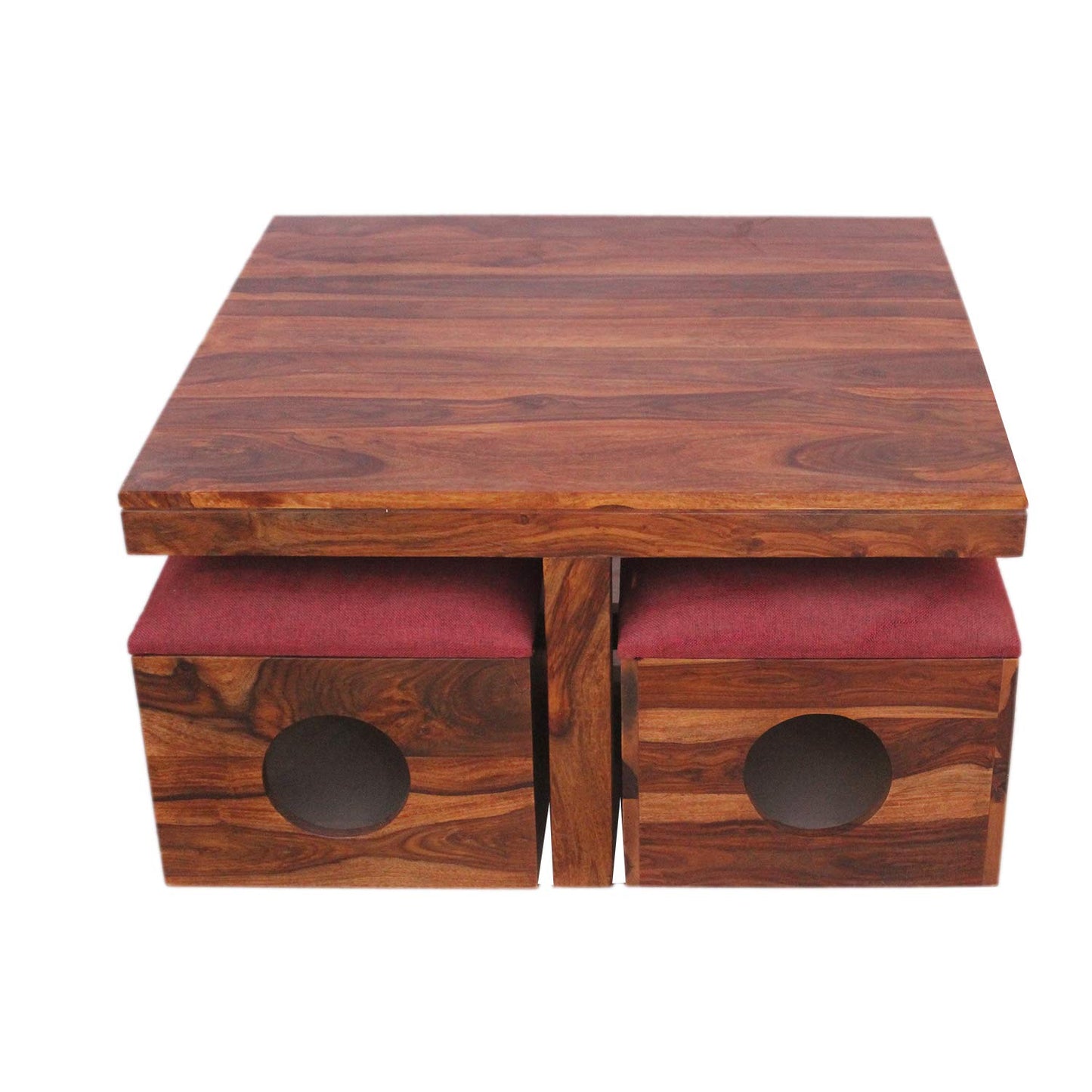 Rukmaajee Furniture Four Stool & Table Robotic Coffee Table in Natural
