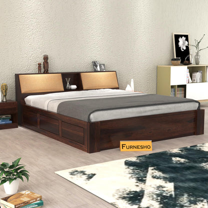 Rukmaajeee Solid Sheesham Wood King Size Bed with Box Storage | Wooden