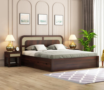 Rukmaajeee Solid Sheesham Wood King Size Bed with Storage | Wooden