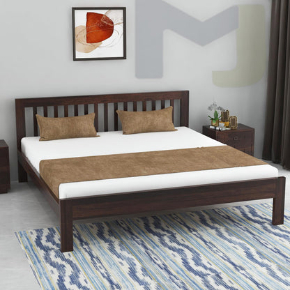 Rukmaajeee Solid Sheesham Wood Queen Size Bed Without Storage | Wooden