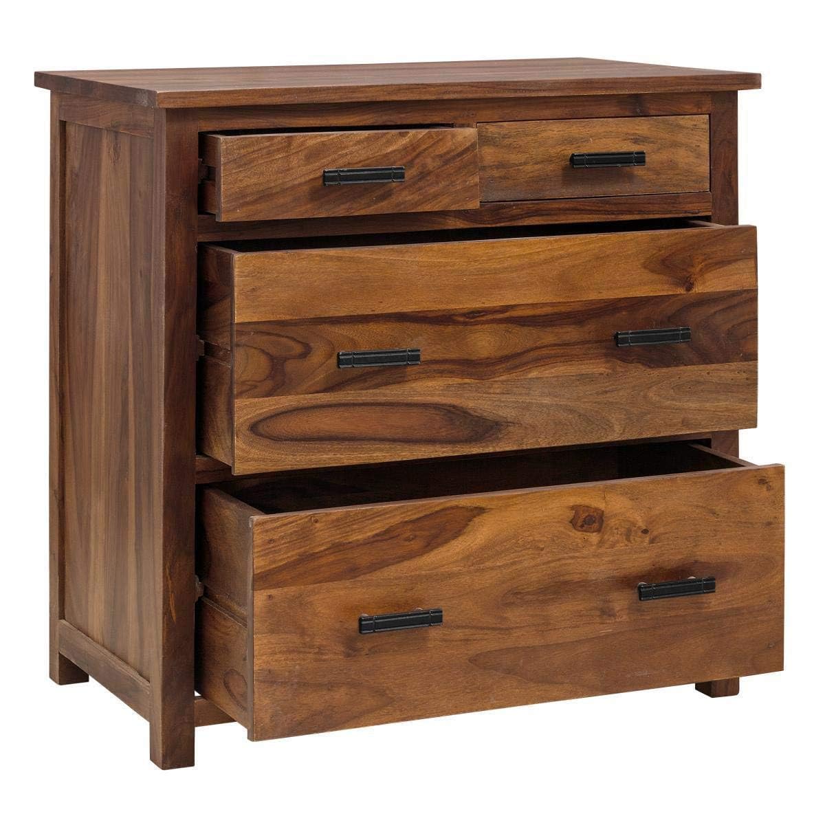 Rukmaajee Furniture Solid Sheesham Wood Chest of Drawers for Bedroom
