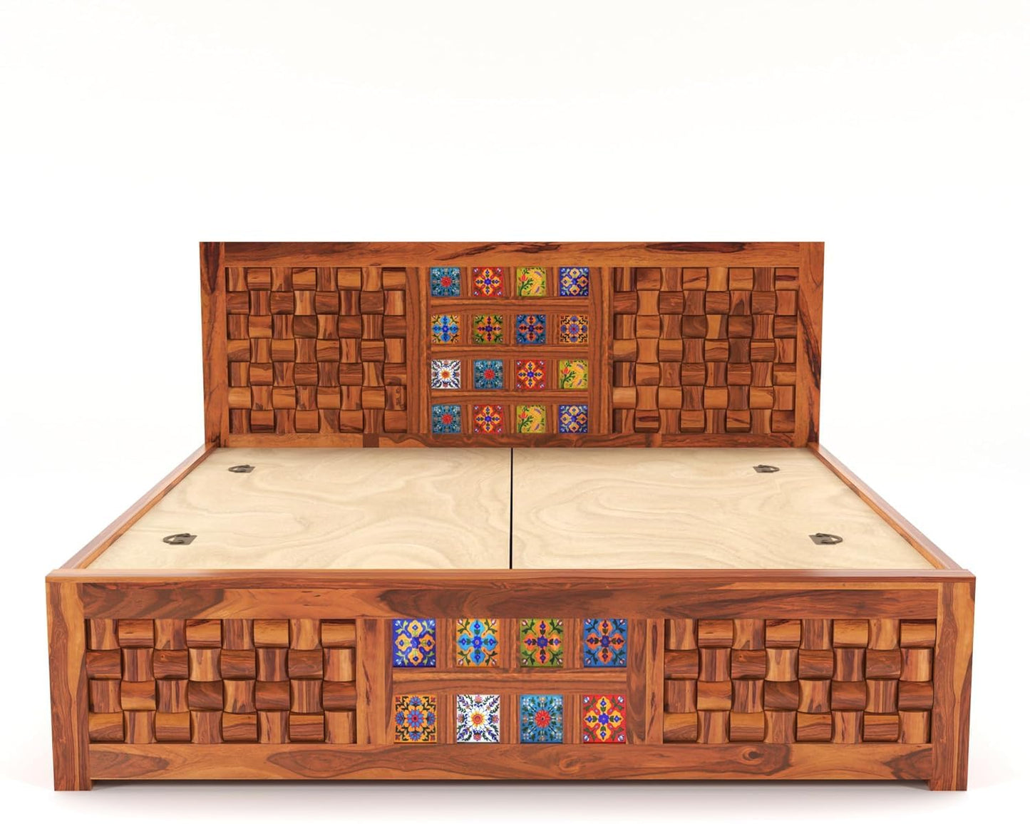 Rukmaajee Solid Sheesham Wood King Size for Bedroom, Hotel| Double Bed