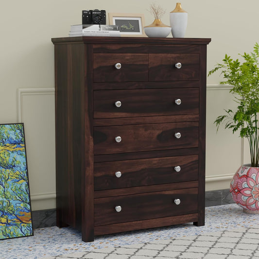 Rukmaajee Sheesham Solid Sheesham Wood Chest of Drawers | 6 Drawer