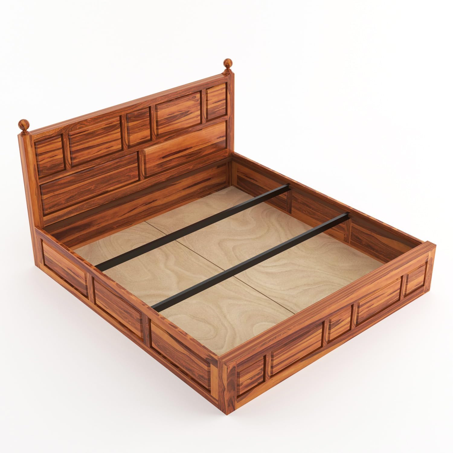 Rukmaajee Solid Sheesham Wood King Size Bed with Box Storage for Home