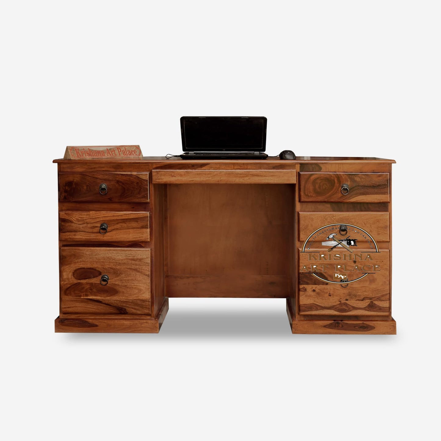 Rukmaajeee Sheesham Wood Study Writing Desk with 6 Drawers | Laptop &