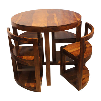 Rukmaajee Furniture Round Top 4 Stool Coffee Cum Dininng Table in