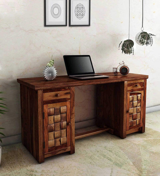 Rukmaajeee Solid Sheesham Wood Study Table | Wooden Laptop Desk &