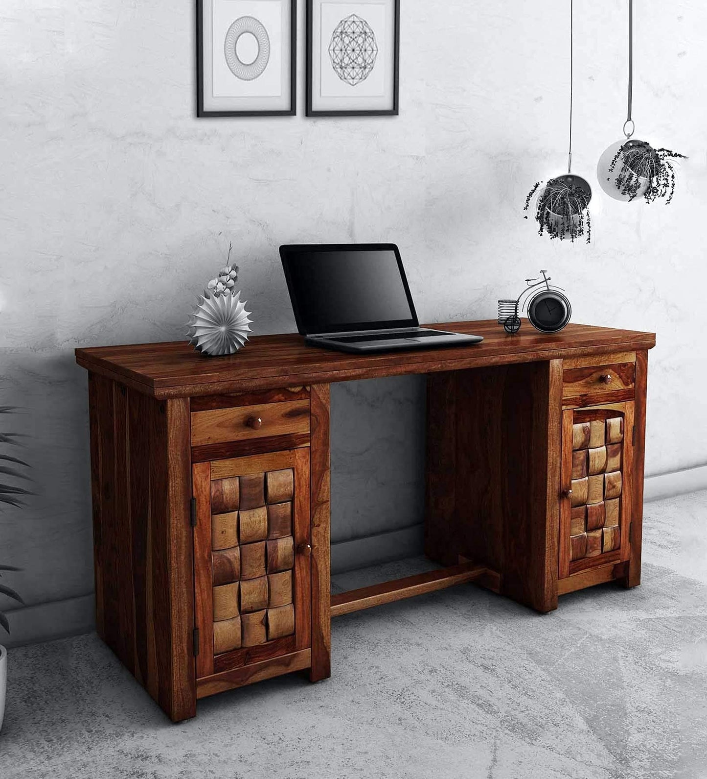 Rukmaajeee Solid Sheesham Wood Study Table | Wooden Laptop Desk &
