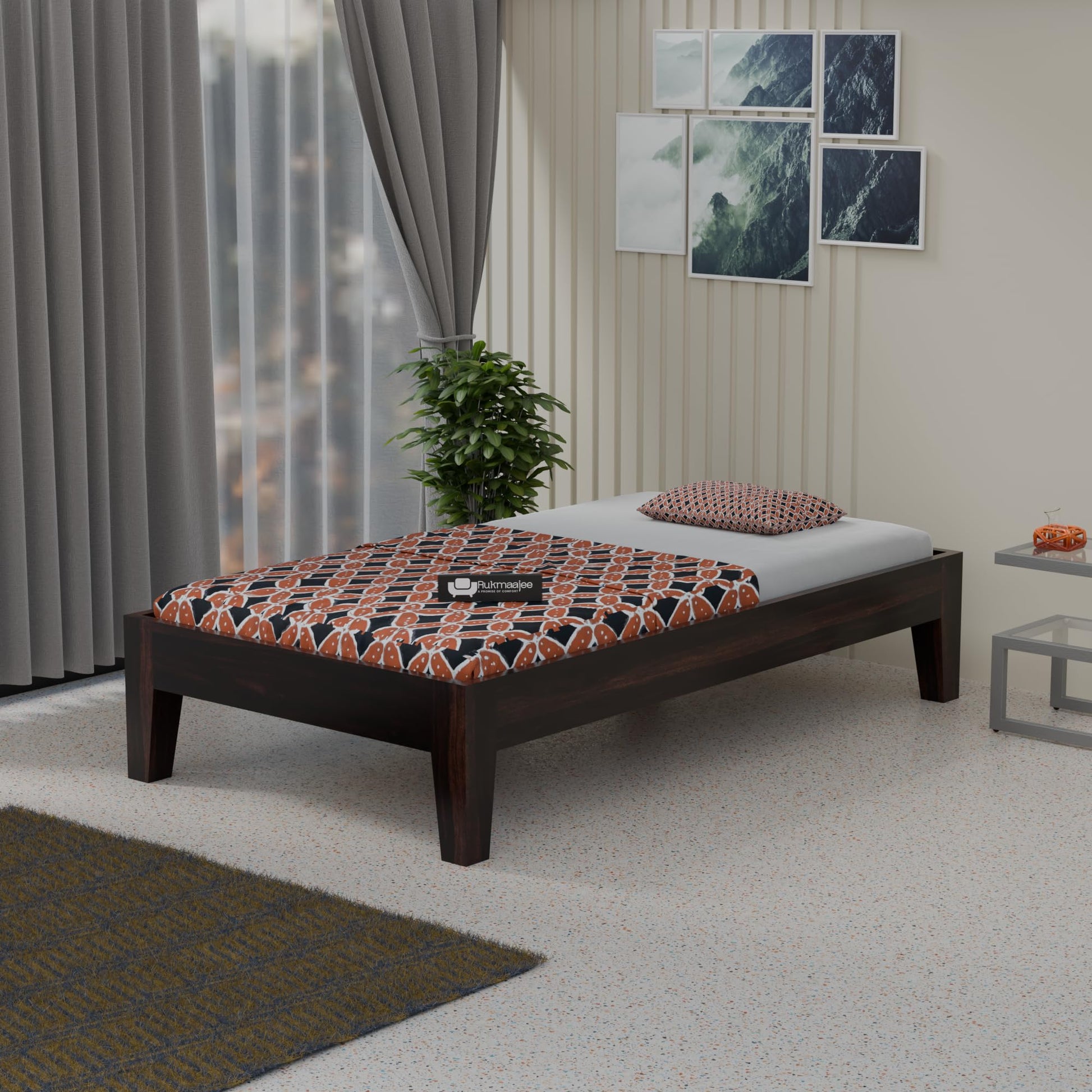 Rukmaajee Solid Wood Divan Bed for Living Room, Divan Single Durable &